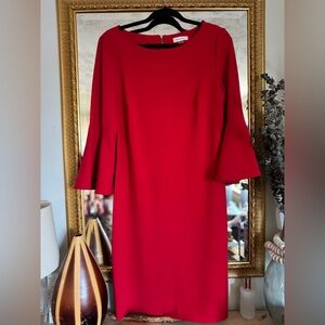 Calvin Klein Red Long Sleeve Dress